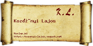 Kozányi Lajos névjegykártya