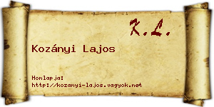 Kozányi Lajos névjegykártya